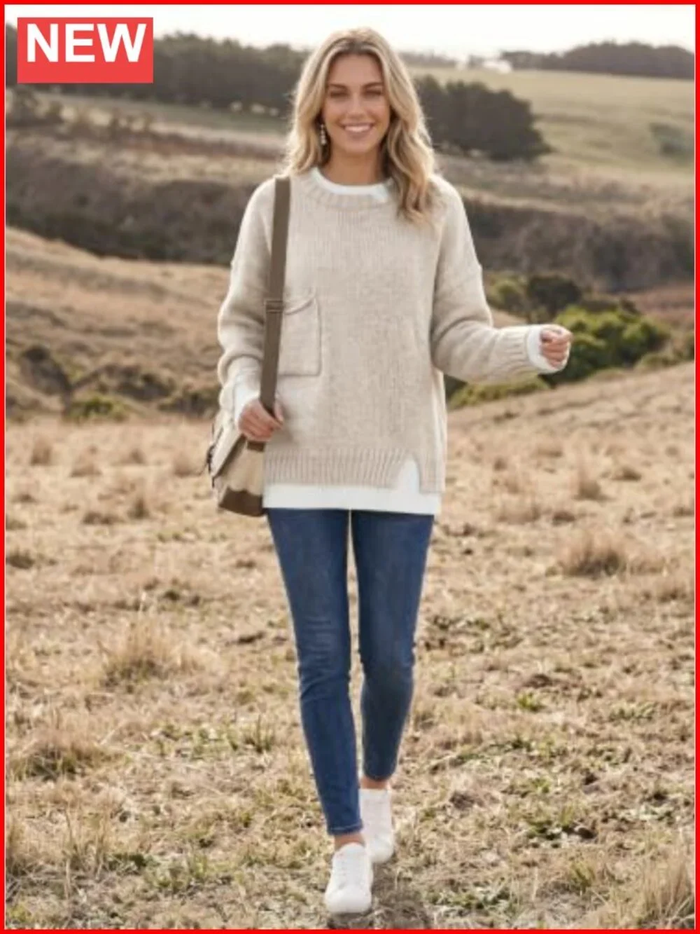 Womens Wool Blend Oversized Chunky Ribbed Knit Pullover Sweater